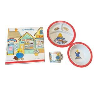 Paddington Bear Melamine Set 3 Piece Divided Dish Set Bowl Cup Eden READ NOTE